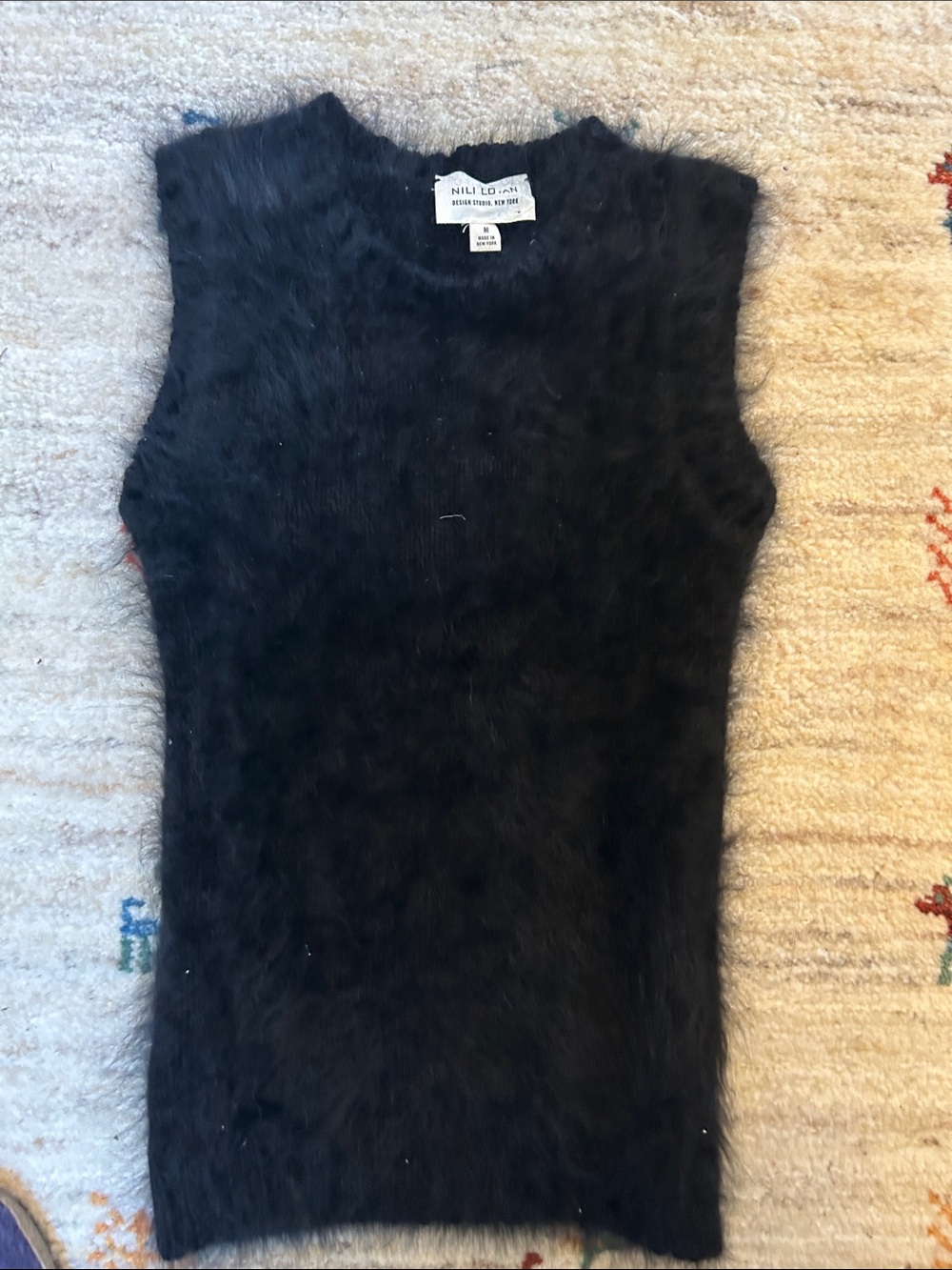 Nili Lotan Ladies  Black Faux Fur Sleeveless Tank
